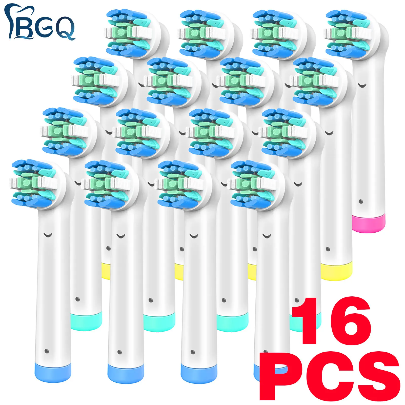 Testine Di Ricambio Per Spazzolino Da Denti 16 Pezzi Flossaction 7X Whitening Gum Care Per Ugelli Oralb Ricarica Accessori Orali B Tutti I Modelli