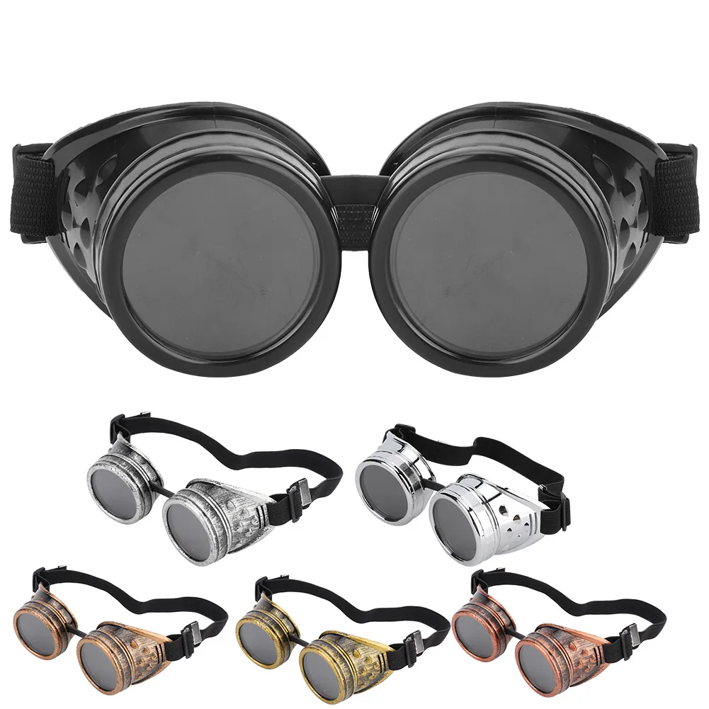 Vintage Steampunk Glasses ABS Vintage  Steampunk Goggles Double Layer Sunglasses for Party Prop Decor