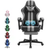 Grey Gaming Chairs with Footrest,PC Gaming Chair,Computer Chair, E-Sports Chair,Ergonomic Office Chair with Adjustable 1
