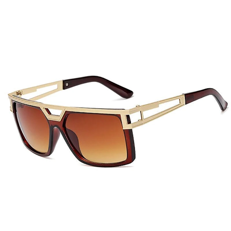 Vintage-Inspired Double Beam Large Frame Sunglasses