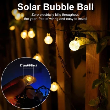 Solar String Lights Outdoor LED Solar Bubble Ball Light 8 Modes Waterproof Lamp For Garden Party Decor Holiday Lighting 3