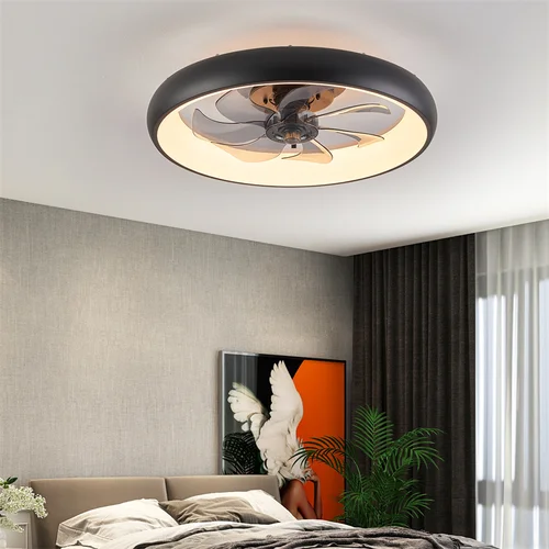 모던 천장 선풍기, 리모콘 없음, 50cm, 6 단계 속도 조절 가능, 침실 7 헤드, 실내 LED 샹들리에 램프 3