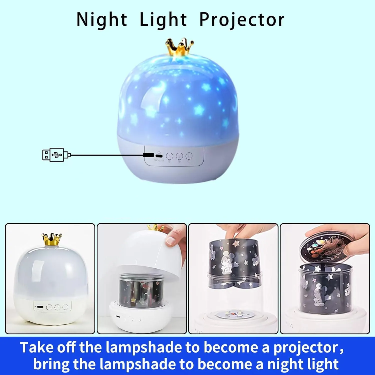 Proiettore Di Luce Notturna Per Bambini 21 Film E Lettore Musicale Bluetooth Luci Notturne Ricaricabili Arredamento Camera Da Letto Regalo Di Compleanno Proiettore Stella  39