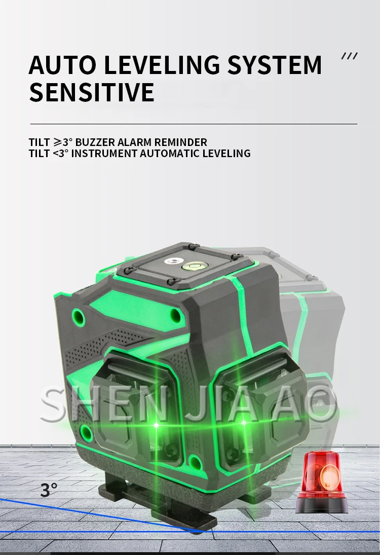 4D Self-leveling 360 Laser level 12 Lines Green Horizontal And Vertical powerful