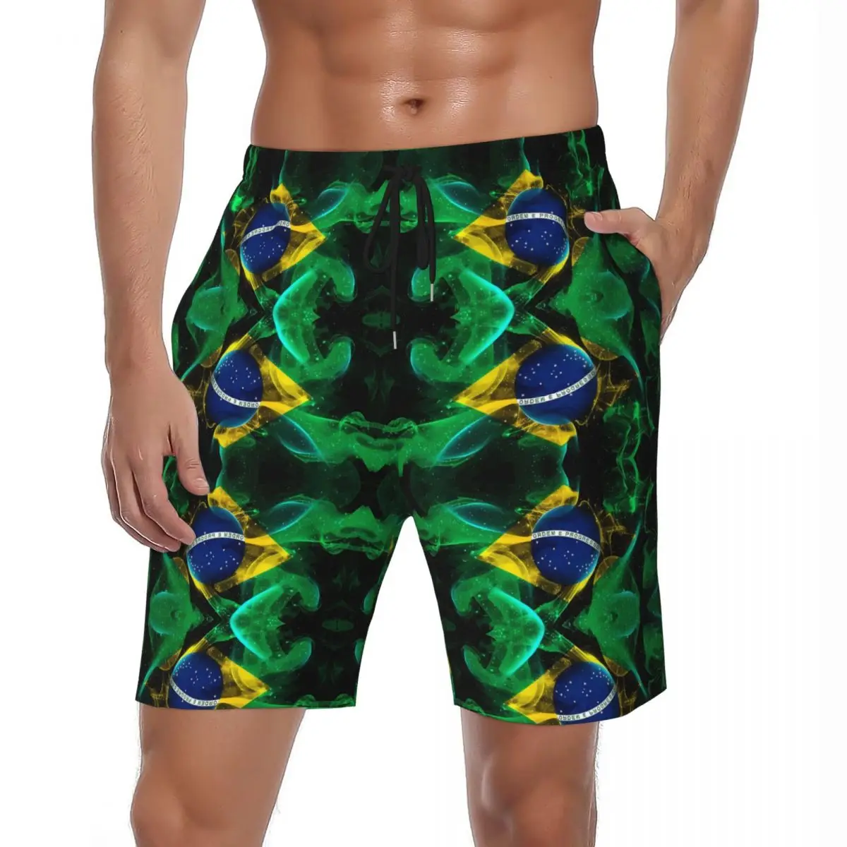 

Купальник с бразильским флагом и 3D-принтом, шорты для доски, летние крутые винтажные Короткие штаны для доски, мужские спортивные дышащие плавки для серфинга