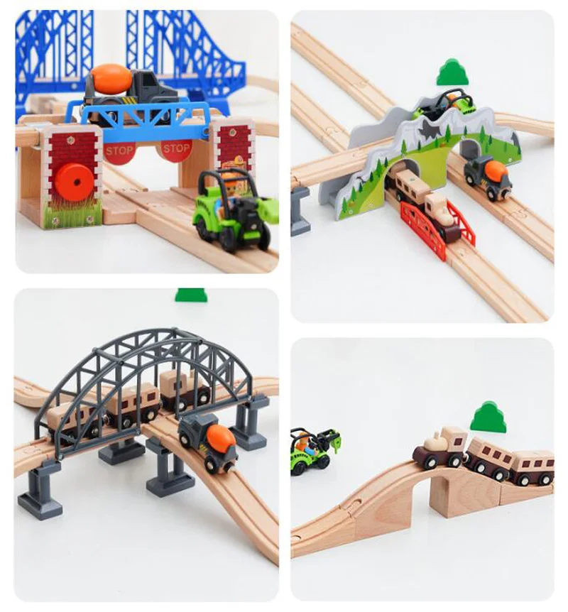 Zugbrücken aus Holz, Zubehör für Zuggleis aus Holz, Hängebrücke, Viaduktbrücke, kompatibel mit Thomas Trains Brio-Set – Detail 4