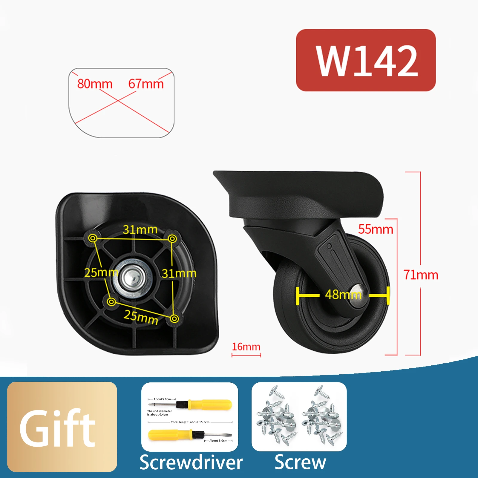 W142 Luggage Universal Wheel Travel Accessories Repair Replacement Travel Suitcase Wheel Shock-Absorbing Trolley Case Casters