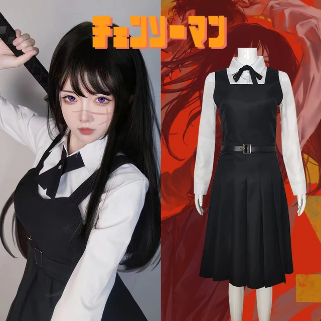 HOLOUN Anime Chainsaw Man Cosplay Costume Mitaka Asa Black Dress War Devil  School Uniform 2 Bow Ties Halloween Christmas Gift - AliExpress