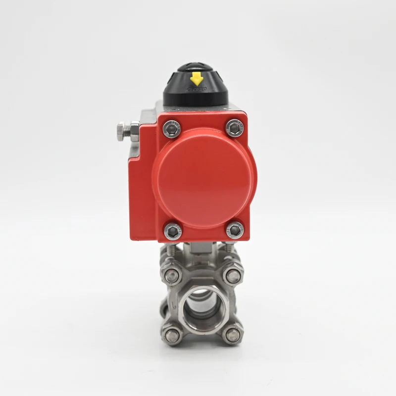 JTAIV Double Acting Stainless Steel Air Water oil Control 3PC Pneumatic threaded Ball Valve water valve with air valve