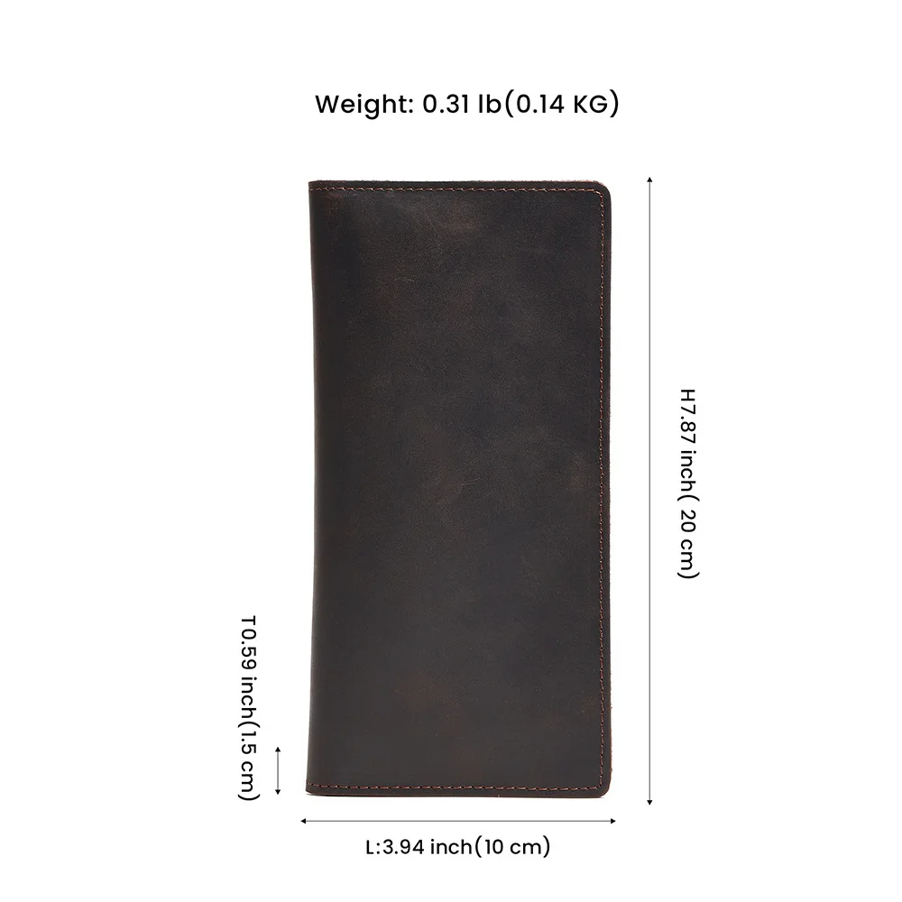 Crazy Horse Skin Retro Men's Wallet Long Simple Thin Handheld Bag Men's  Genuine Leather Multi Card Wallet