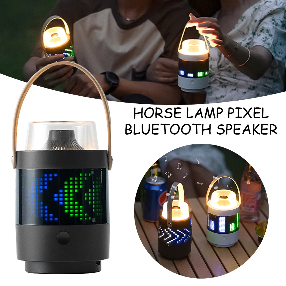 

DIY Pattern Bluetooth-Compatible Speaker With Handle Rich Stereo Bass Music Loudspeaker For Camping Picnic