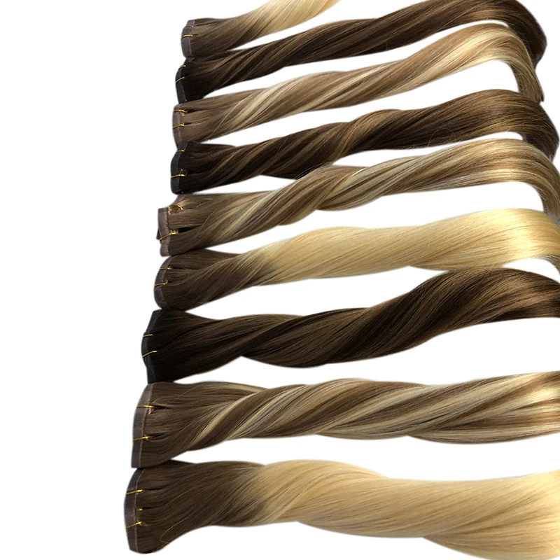 Straight Clip In PU Hair Extensions Real Virgin Human Hair Brazilian Hairpiece 6pc/set Seamless Full Head 10-30" Natural Color hair extensions