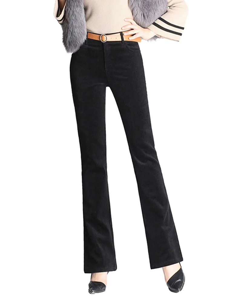 

Women`s High Waist Bell Bottom Corduroy 60s 70s Wide Leg Pants Flare Jeans Trousers