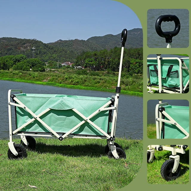 Kültéri Kocsi Hordozható Kerti Kosár Összecsukható Ultra Könnyű Bevásárló Pushcart Piknik Strand - Image 4