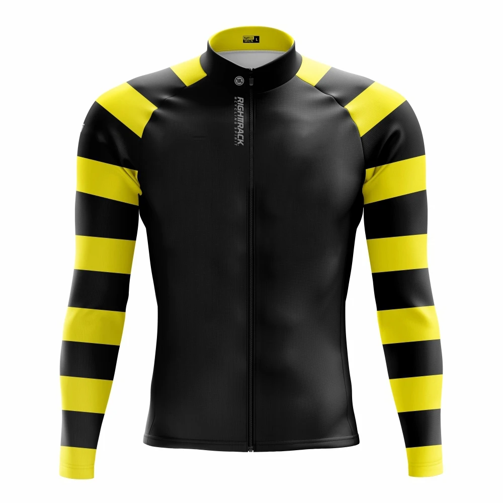 thumbnail image 1 of Maillot de ciclismo de invierno para hombre, ropa de ciclismo de manga larga con rayas, ropa térmica de malla/polar para primavera y otoño, ropa para bicicleta de montaña RIGHTTRACK, 1 of 5