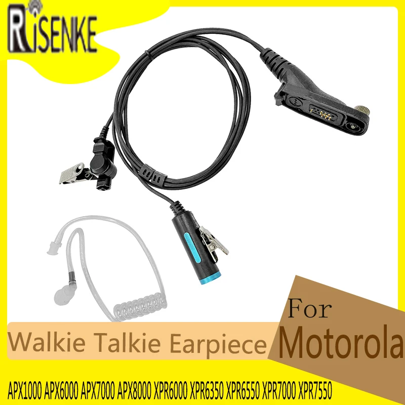 Acoustic Tube Earpiece Headset Compatible with Motorola APX1000 APX6000 APX7000 APX8000 XPR6000 XPR6350 XPR6550 XPR7000 XPR7550 xpr6550 d shape earpiece with ptt mic for motorola walkie talkie xpr7550 xpr6350 xpr7350 7550e 7580e