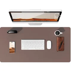 Premium Waterproof Leather Desk Pad - Elegant Non - Slip Office Workspace Protector - 120x50 cm (Chocolate)