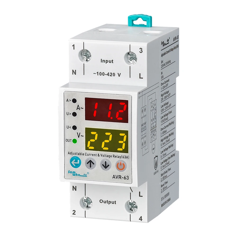 Samwha-dual Display Voltage e Over-current Proteção Relé Avr-xx Ajustável 40a63a