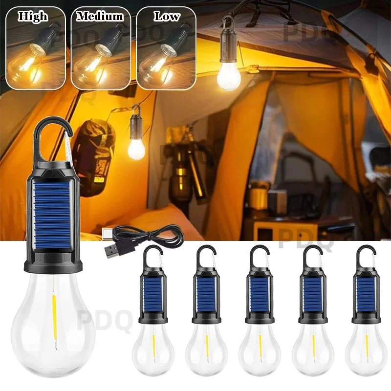 태양 캠핑 램프 전구 야외 USB 충전 태양 전원 교수형 조명 휴대용 텐트 빛 캠핑 바베큐 장식에 대 한 방수