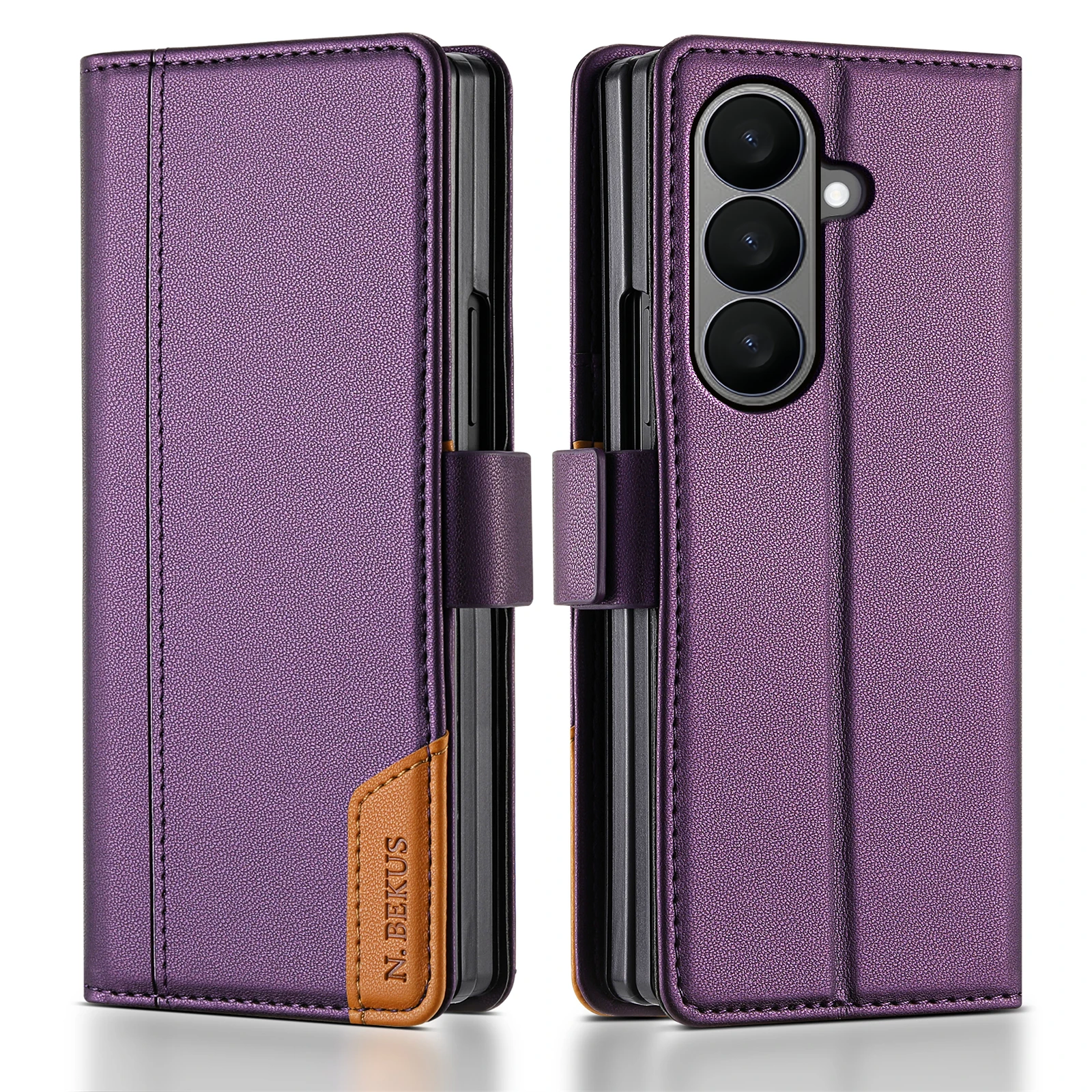 Leather Magnetic Flip Wallet Phone Case with RFID Protection