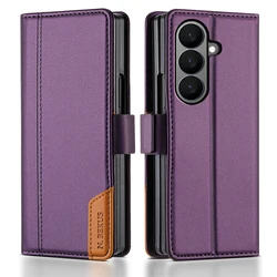 Leather Magnetic Flip Wallet Phone Case with RFID Protection for GALAXY Z Fold8 Ultra (PURPLE)