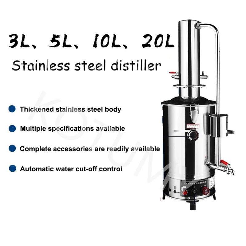 20L Distilled Water Machine Electric Water Distiller Pure Distillation Equipment Stainless Steel Automatic Control