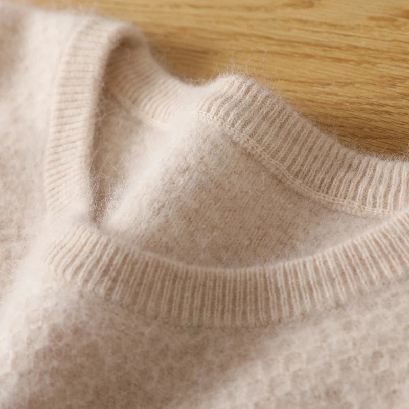Autumn and winter new men's 100% mink cashmere sweater O-neck pullover knitted plus size sweater long sleeve high-end pullover 3