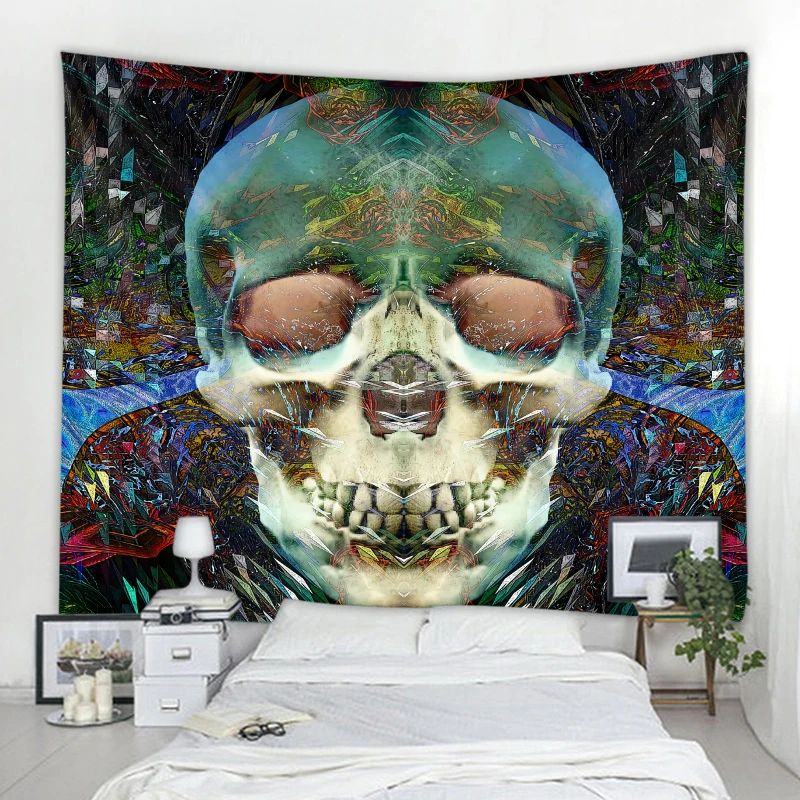 

Цветной гобелен в виде черепа, украшение для рисования мандалы, бохо, хиппи, стена для гостиной, спальни, дома