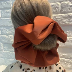 Luxurious Oversized Silk Scrunchies - Solid Color Hair Accessories (Caramel)