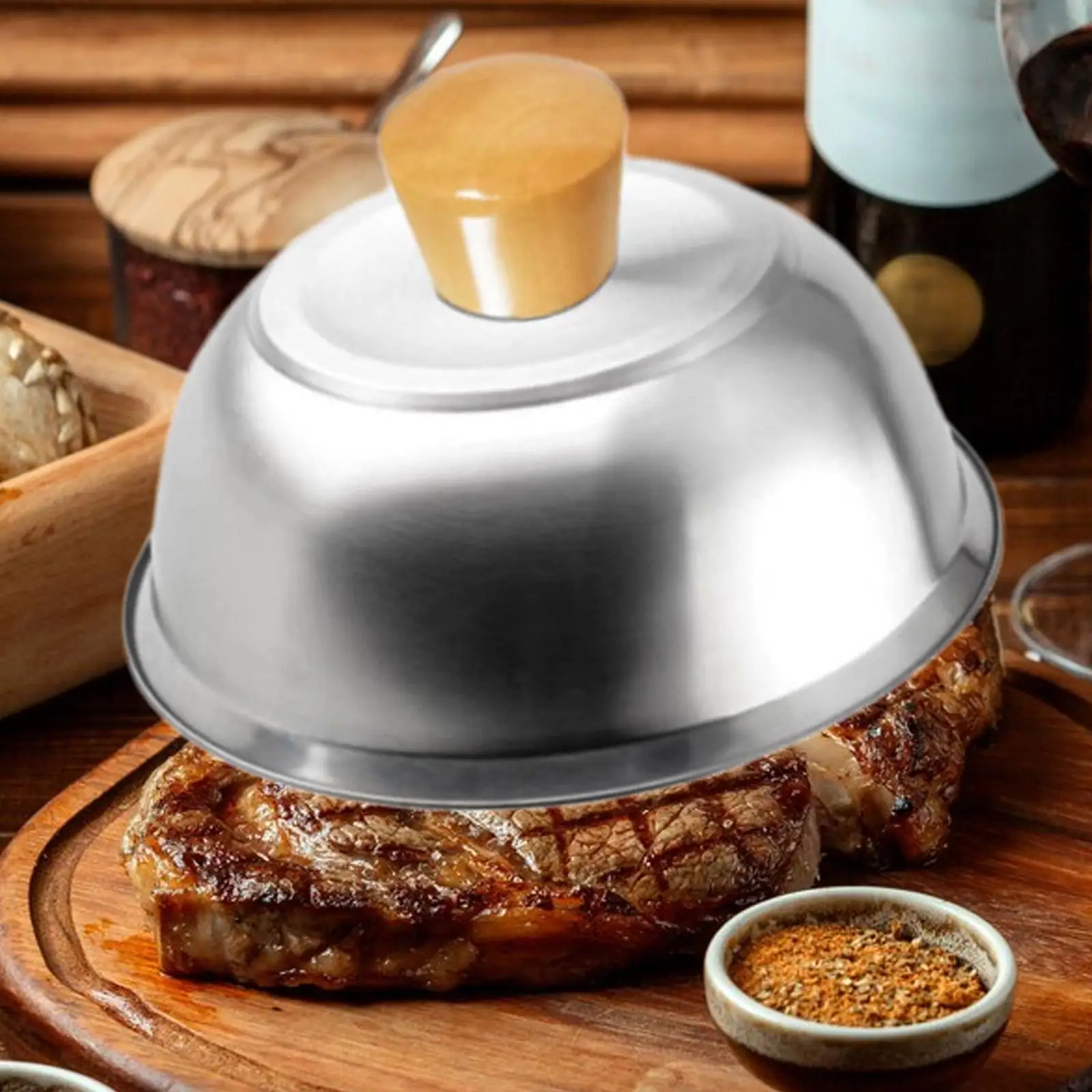 Stainless Steel Burger Cover Grill Dome Cover Round Pot Lids For Cookware Kitchen Burgers Barbecue Steaks cookware accessories