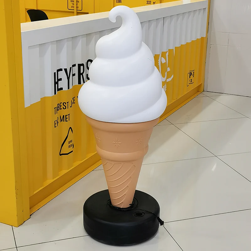 LED Light Decoration Stand, Color Model, Advertising Showcase, Simulation Ice Lamp, 120cm Light, Model Large Cream Icecream