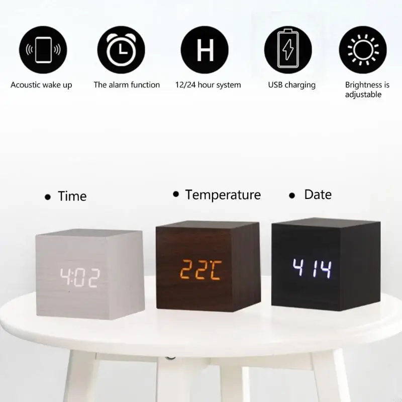 6XDD Cube Voice Control Alarm Clock Art Ornaments Decoration Supplies 5