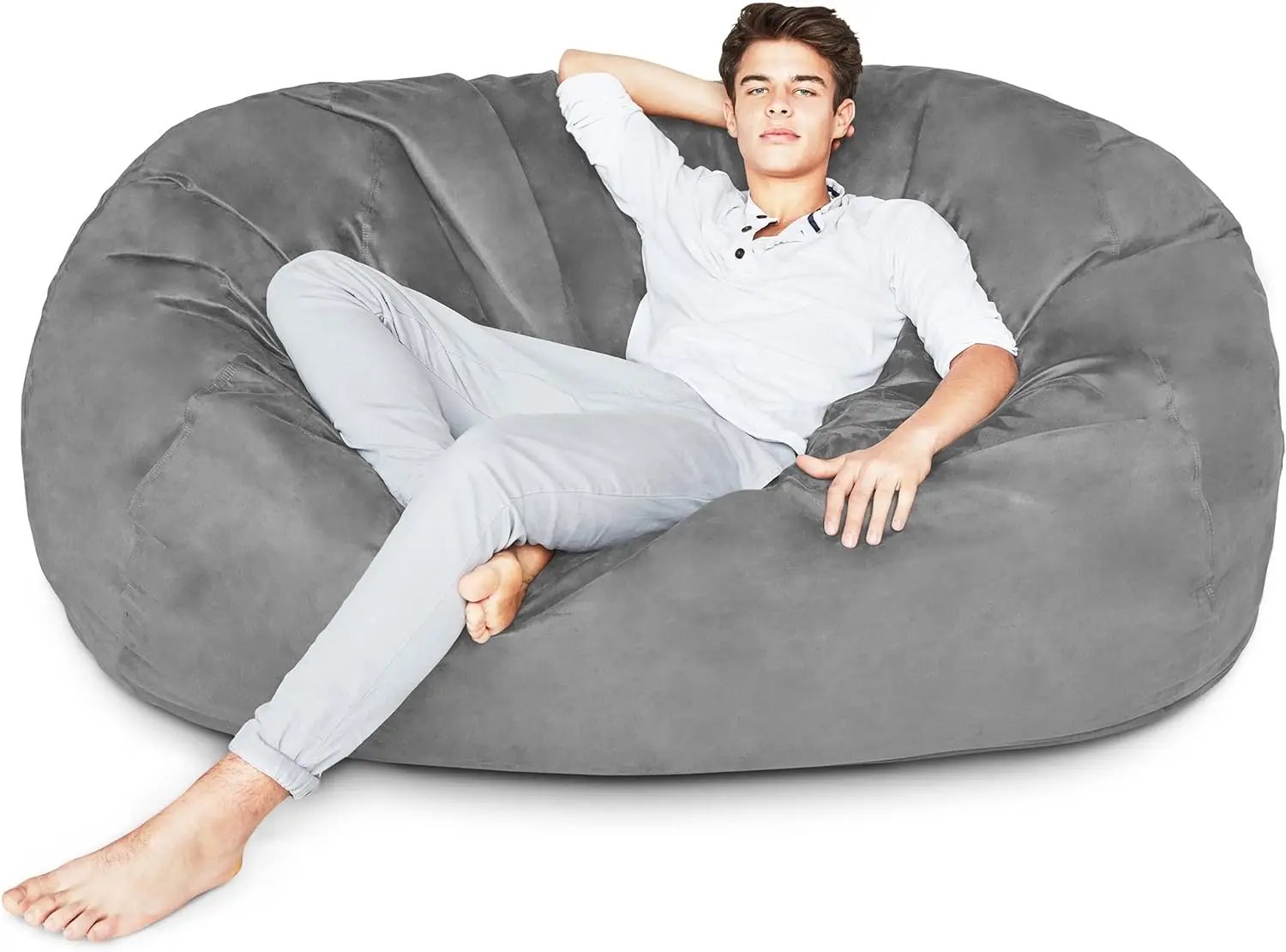 

6 'beanbag chair with microsuede cover - super soft, dark grey 48"D x 72"W x 48"H