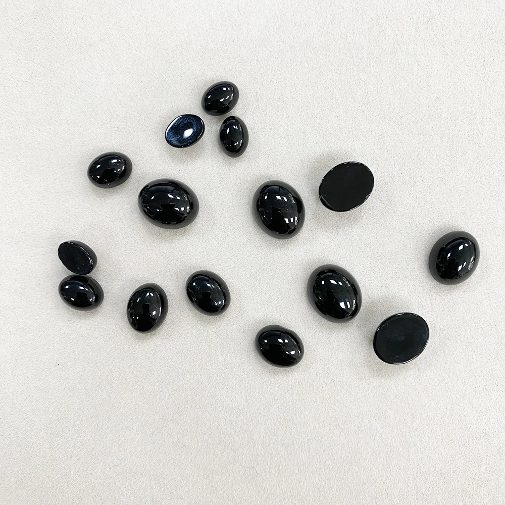 Factory Natural Black Onyx Lustrous Sheen Protection Stone Smooth Texture Oval Gems ​for Ring Earring Jewelry Making