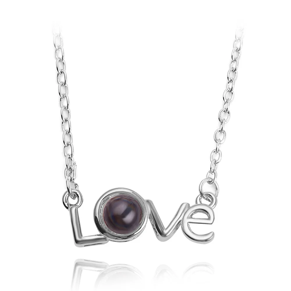 Projection Necklace 100 Languages I Love You Pendant Necklaces For Lover Girlfriend Creative Couple Romantic Jewelry Gifts