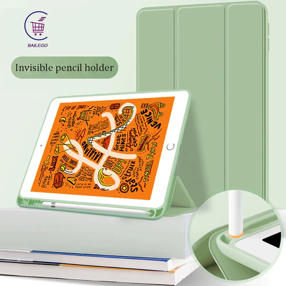 Case For 2021 iPad 10.2 7 8 9th 2018 2017 9.7 5th 6th Mini 5 2021 Pro 11 10.5 Air 3 4 Smart Cover With Pencil Holder Generation