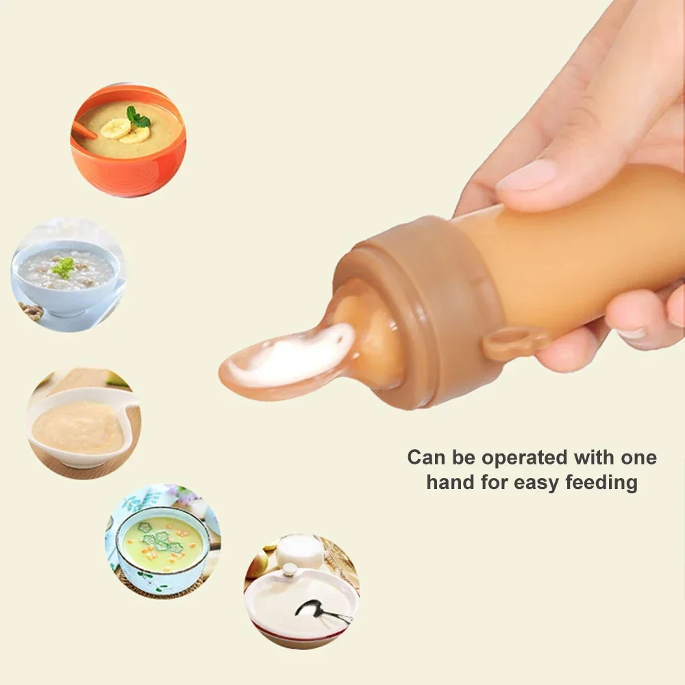 Baby Feeding Bottle + Teether Baby Silicone Rice Paste Cereal Feeding Squeeze Bottle Spoon Feeder for Newborn Child Utensils silicone feeding spoon,silicone cutlery set,baby cutlery,silicone baby bottle