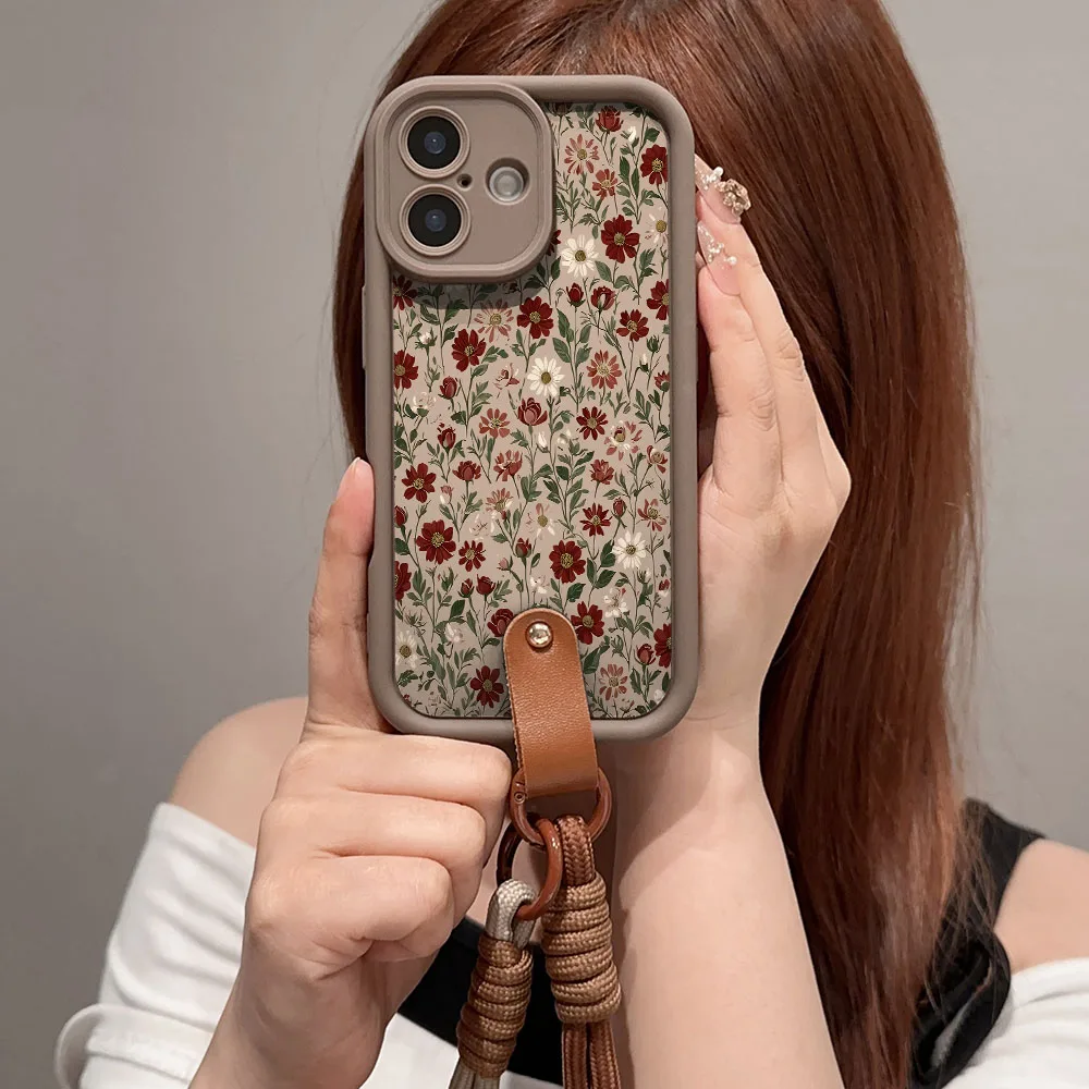 Retro Handykette Hülle Für Xiaomi Poco - Blumen Design_voghion.com