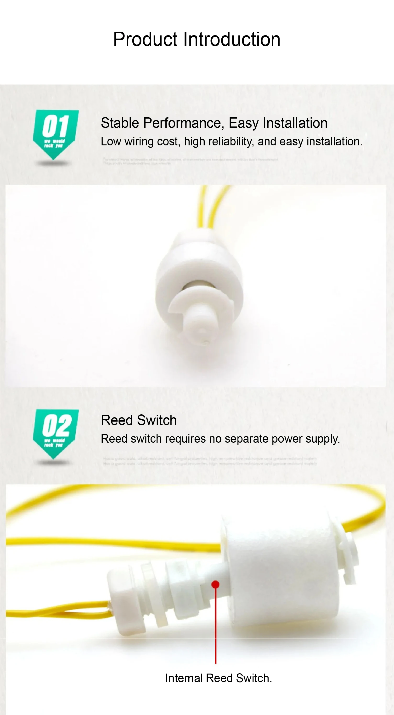 PP Float Level Switch Liquid Sensor Plastic Water Tank Acid Alkali Corrosion Res