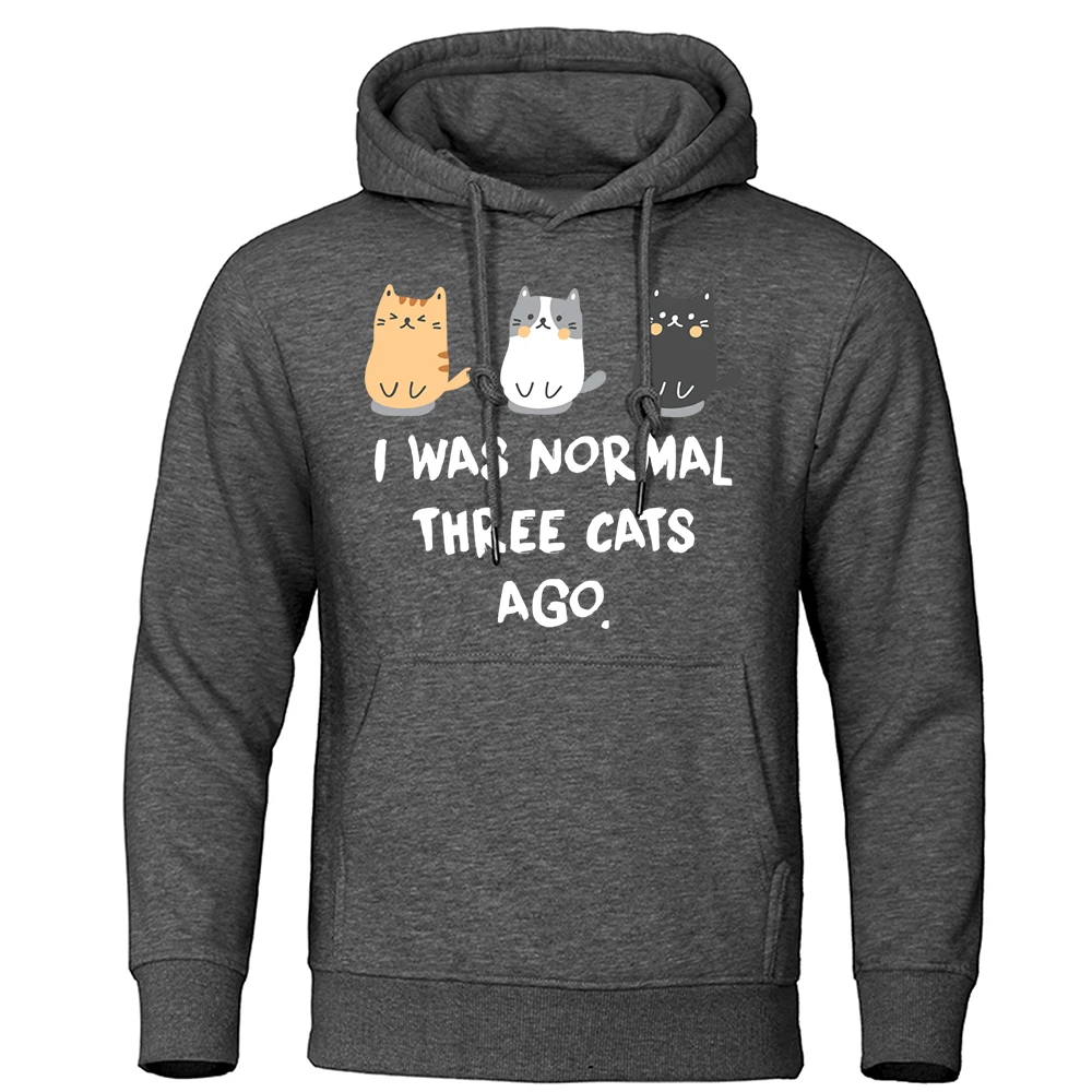 

I Was Normal Three Cats Ago Print T Shirt Men'S Loose Large Size Tshirt Hip Hop Loose Short Sleeved Cotton Harajuku Mens T-Shirt