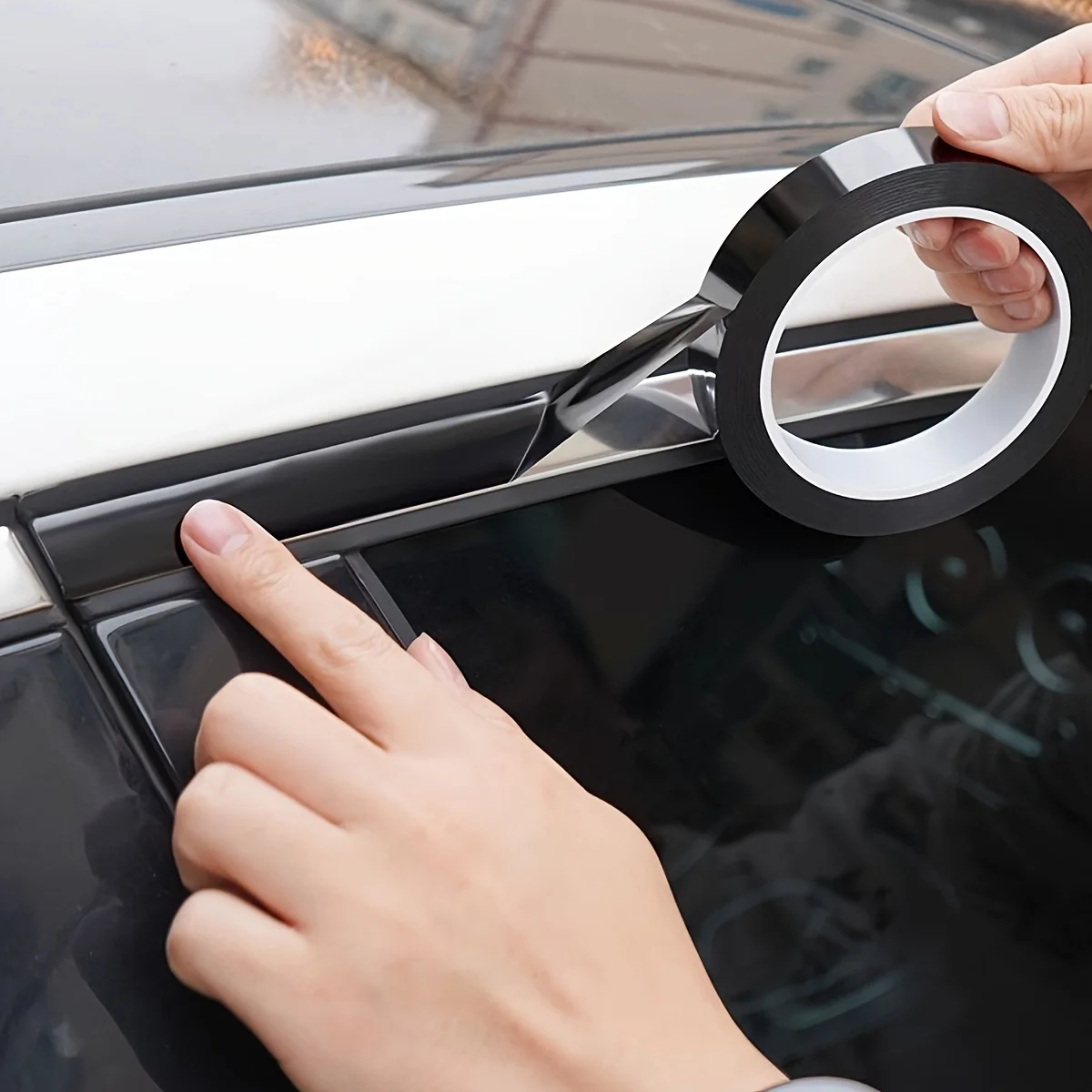 Black Vinyl Car Window Trim Film Flexible Door Sticker