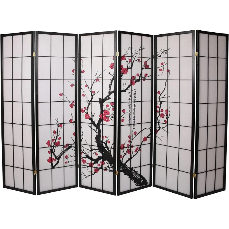 

6/8Panel Room Divider Privacy Screen Panel Blossom Design 71 Inches Tall， Screen Room Divider