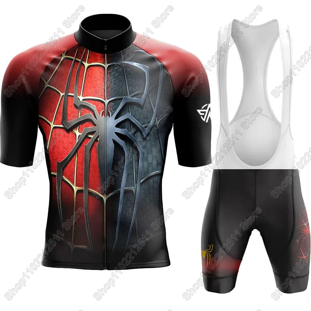 2025 Spiderful Cycling Jersey Set Summer Men Bicycle Clothing Road Bike Shirts Suit Bicycle Bib Shorts MTB Ropa Maillot 4
