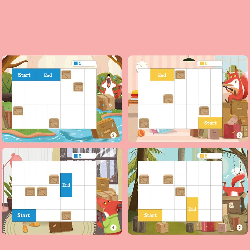 Wooden Fox Pushing Box Children's Early Education Puzzle Thinking Manual Logic Training 3D Stereoscopic Maze Toy Kids Gifts