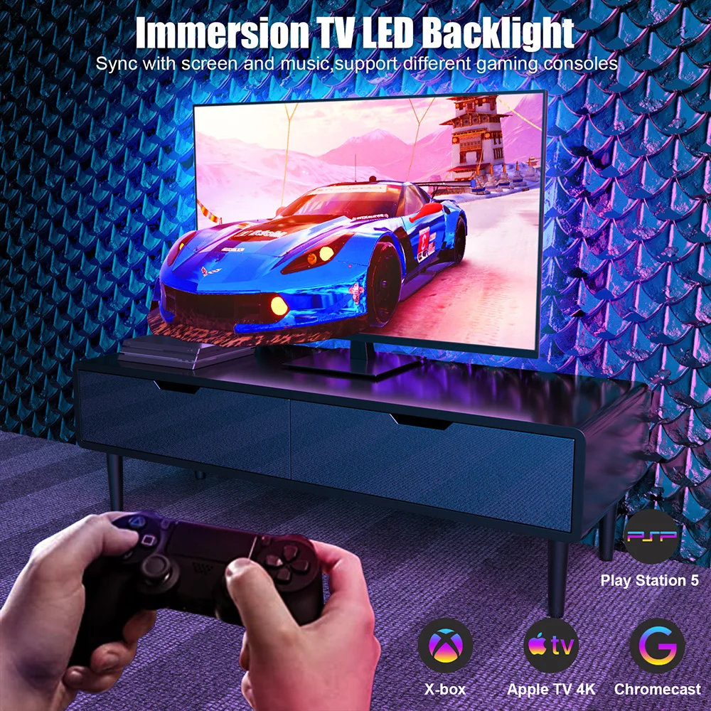 스마트 앰비언트 TV LED 백라이트, 4K HDMI 장치, 동기화 도어 LED 스트립, 와이파이 음성, 구글 어시스턴트 제어 키트