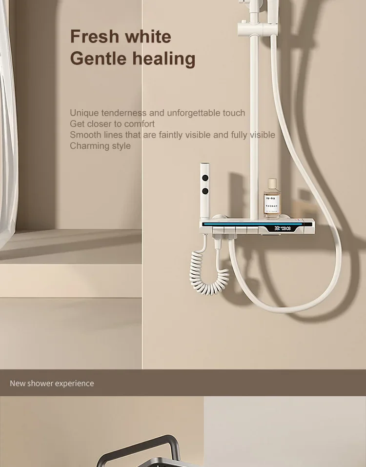 Description Picture 6 of itemBathroom Shower Set Gray Shower System Atmosphere Lights Constant Temperature Spray Gun Display Toilet Household Shower Head