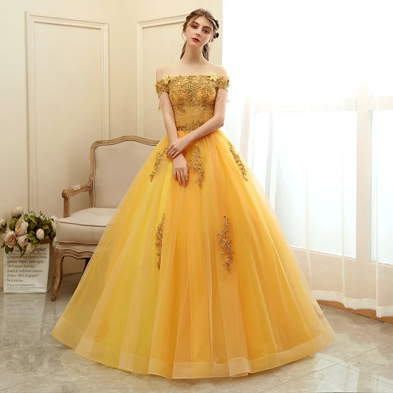 

DSP Women's Off Shoulder Prom Dresses Long Elegant A Line Tulle Formal Occasion Dress Evening Party Dress Quinceanera Dresses