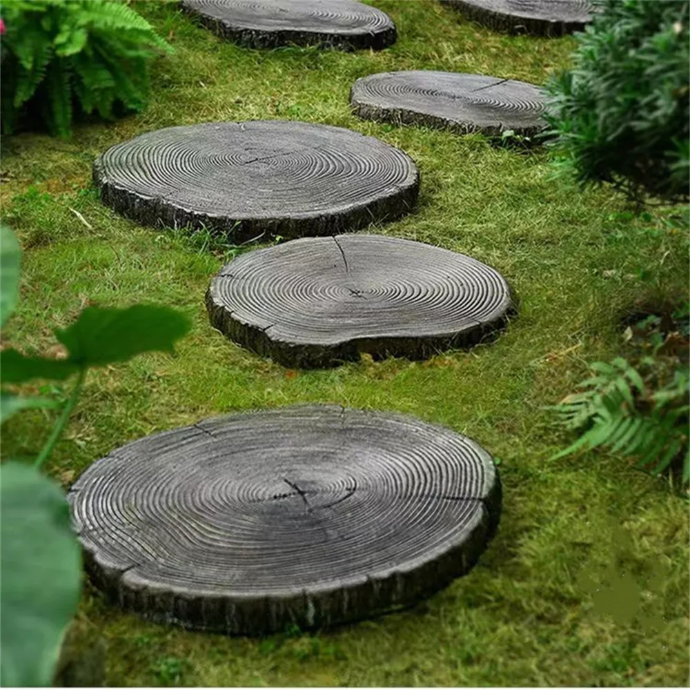 Wooden Pile Cement Stepping Stone Grinding Garden Anti-Slip Mold Outdoor Park Paving Imitation Brick Stone Concrete