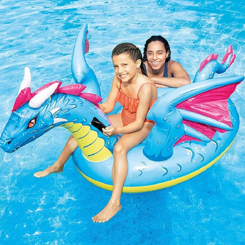 Inflatable Pool Float for Kids Adults Ride on Dinosaur Dragon Splash Pool Raft Summer Swimming Floating Row Beach Party Toys