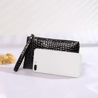 New retro classic stone pattern leather black fashion clutch coin purse mobile phone bag female storage wrist bag - Image 2